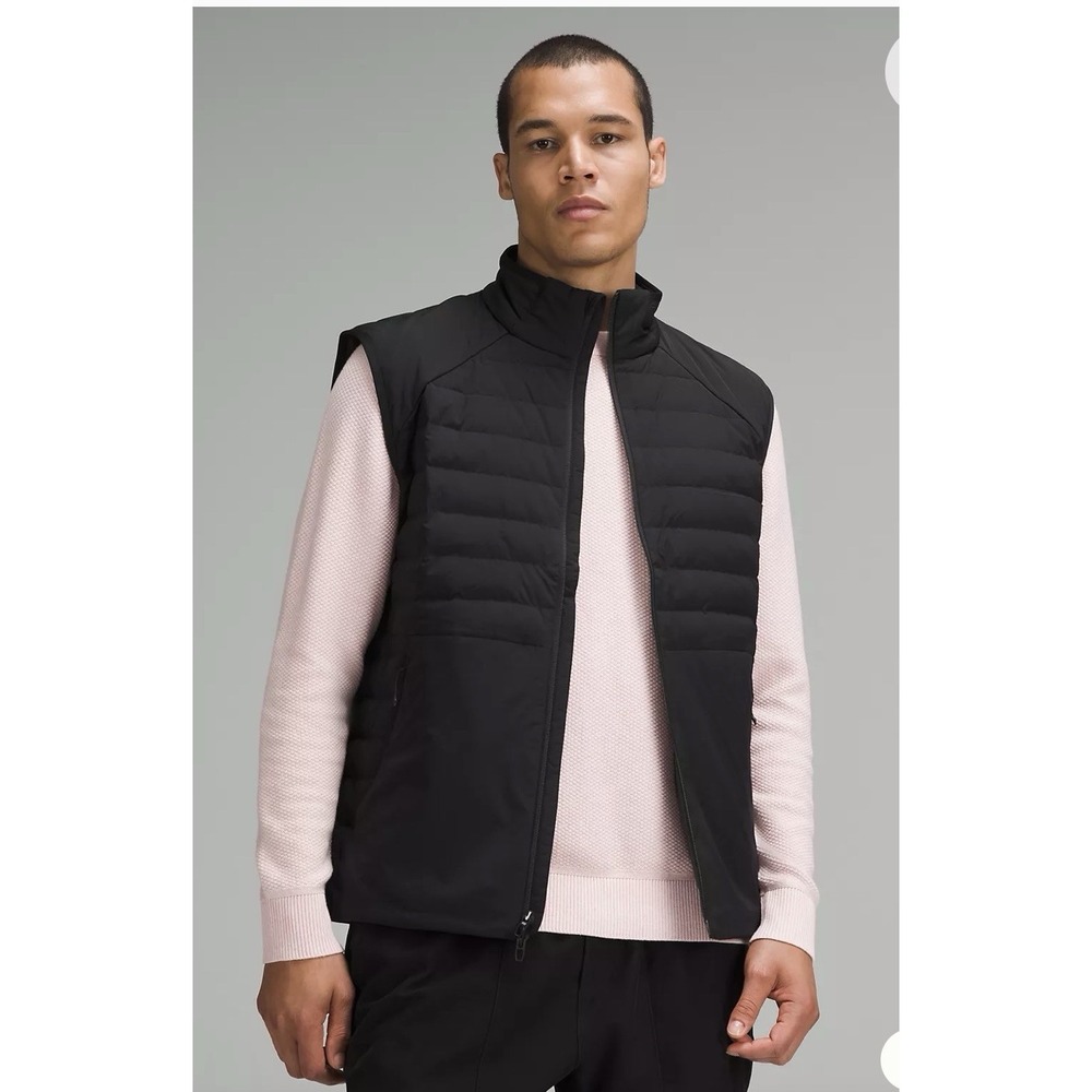 LULULEMON Mens XL Black Goose Down For It All Vest Primaloft Puffer Full Zip